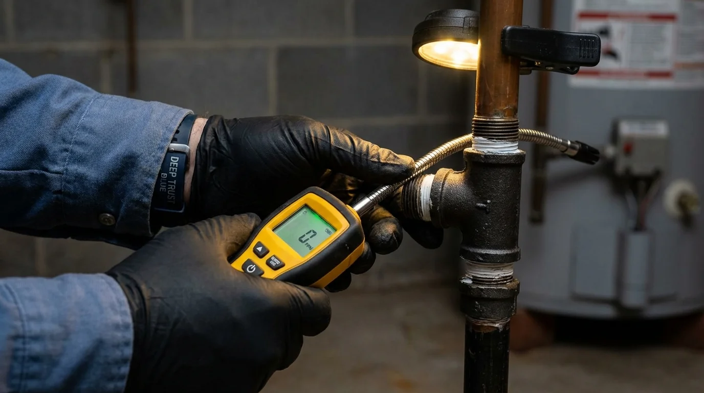 Gas leak detection with electronic sniffer by Johns Plumbing LLC in Cabazon