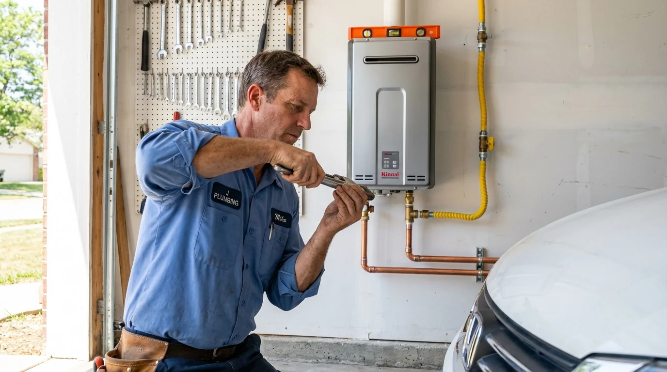Tankless water heater installation by a Johns Plumbing LLC plumber in Cabazon